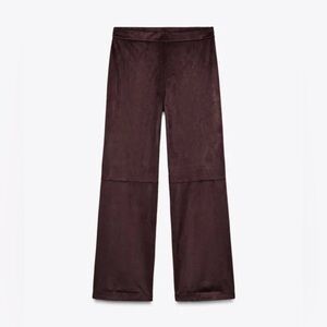 Zara Faux Suede Pants Burgundy Ref 5070/152, Sz Medium